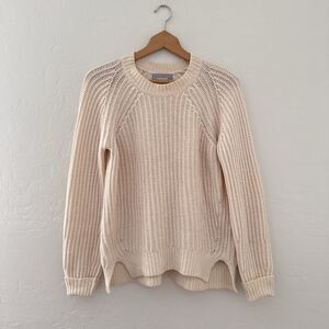 Everlane Cream Chunky Knit 100% Wool Sweater Quiet Luxury Minimalist Size Small